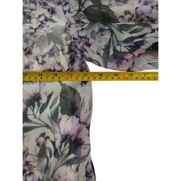 Iena For Mac Duggal Floral Long Sleeve Tiered Dress Size 4 Sheer Ruffle Elegant. - Picture 7 of 8